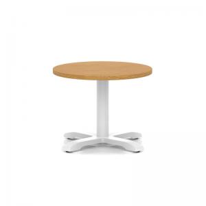 Italia 600mm Round Coffee Table Oak Top 495mm High White Leg Cross