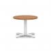 Italia 600mm Round Coffee Table Walnut Top 495mm High White Leg Cross Base ITL0902
