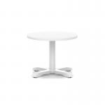 Italia 600mm Round Coffee Table White Top 495mm High White Leg Cross Base ITL0903