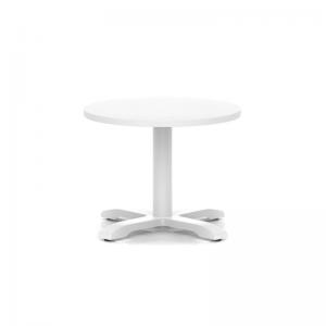 Italia 600mm Round Coffee Table White Top 495mm High White Leg Cross