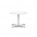 Italia 600mm Round Coffee Table White Top 495mm High White Leg Cross Base ITL0903