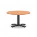 Italia 800mm Round Coffee Table Beech Top 495mm High Black Leg Cross Base ITL0904