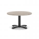 Italia 800mm Round Coffee Table Grey Oak Top 495mm High Black Leg Cross Base ITL0905