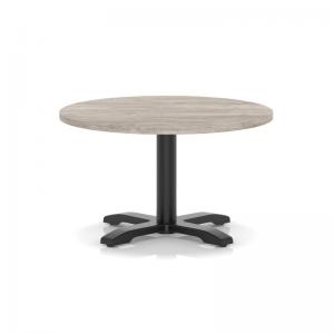 Italia 800mm Round Coffee Table Grey Oak Top 495mm High Black Leg