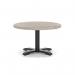 Italia 800mm Round Coffee Table Grey Oak Top 495mm High Black Leg Cross Base ITL0905