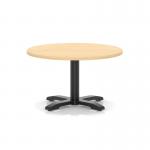 Italia 800mm Round Coffee Table Maple Top 495mm High Black Leg Cross Base ITL0906
