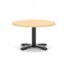 Italia 800mm Round Coffee Table Maple Top 495mm High Black Leg Cross Base ITL0906