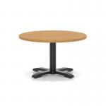 Italia 800mm Round Coffee Table Oak Top 495mm High Black Leg Cross Base ITL0907