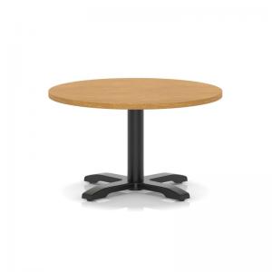 Italia 800mm Round Coffee Table Oak Top 495mm High Black Leg Cross