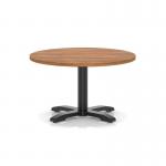Italia 800mm Round Coffee Table Walnut Top 495mm High Black Leg Cross Base ITL0908