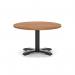 Italia 800mm Round Coffee Table Walnut Top 495mm High Black Leg Cross Base ITL0908