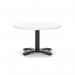 Italia 800mm Round Coffee Table White Top 495mm High Black Leg Cross Base ITL0909