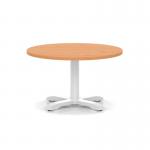 Italia 800mm Round Coffee Table Beech Top 495mm High White Leg Cross Base ITL0910
