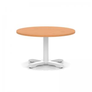 Italia 800mm Round Coffee Table Beech Top 495mm High White Leg Cross
