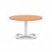 Italia 800mm Round Coffee Table Beech Top 495mm High White Leg Cross Base ITL0910