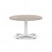 Italia 800mm Round Coffee Table Grey Oak Top 495mm High White Leg Cross Base ITL0911