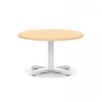 Italia 800mm Round Coffee Table Maple Top 495mm High White Leg Cross Base ITL0912