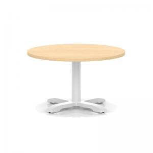 Italia 800mm Round Coffee Table Maple Top 495mm High White Leg Cross