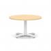 Italia 800mm Round Coffee Table Maple Top 495mm High White Leg Cross Base ITL0912