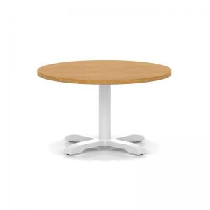 Italia 800mm Round Coffee Table Oak Top 495mm High White Leg Cross