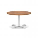 Italia 800mm Round Coffee Table Walnut Top 495mm High White Leg Cross Base ITL0914