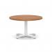 Italia 800mm Round Coffee Table Walnut Top 495mm High White Leg Cross Base ITL0914