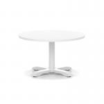 Italia 800mm Round Coffee Table White Top 495mm High White Leg Cross Base ITL0915