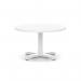 Italia 800mm Round Coffee Table White Top 495mm High White Leg Cross Base ITL0915