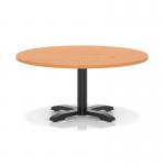 Italia 1000mm Round Coffee Table Beech Top 495mm High Black Leg Cross Base ITL0916