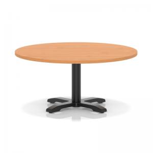 Italia 1000mm Round Coffee Table Beech Top 495mm High Black Leg Cross