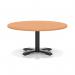 Italia 1000mm Round Coffee Table Beech Top 495mm High Black Leg Cross Base ITL0916