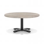 Italia 1000mm Round Coffee Table Grey Oak Top 495mm High Black Leg Cross Base ITL0917