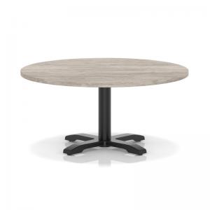 Italia 1000mm Round Coffee Table Grey Oak Top 495mm High Black Leg