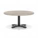 Italia 1000mm Round Coffee Table Grey Oak Top 495mm High Black Leg Cross Base ITL0917