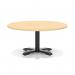 Italia 1000mm Round Coffee Table Maple Top 495mm High Black Leg Cross Base ITL0918