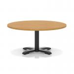 Italia 1000mm Round Coffee Table Oak Top 495mm High Black Leg Cross Base ITL0919