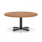 Italia 1000mm Round Coffee Table Walnut Top 495mm High Black Leg Cross Base ITL0920