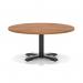 Italia 1000mm Round Coffee Table Walnut Top 495mm High Black Leg Cross Base ITL0920