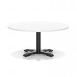 Italia 1000mm Round Coffee Table White Top 495mm High Black Leg Cross Base ITL0921