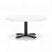 Italia 1000mm Round Coffee Table White Top 495mm High Black Leg Cross Base ITL0921