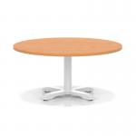 Italia 1000mm Round Coffee Table Beech Top 495mm High White Leg Cross Base ITL0922