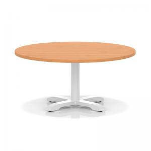 Italia 1000mm Round Coffee Table Beech Top 495mm High White Leg Cross