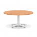 Italia 1000mm Round Coffee Table Beech Top 495mm High White Leg Cross Base ITL0922