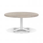 Italia 1000mm Round Coffee Table Grey Oak Top 495mm High White Leg Cross Base ITL0923