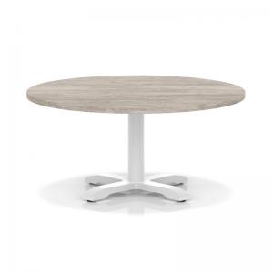 Italia 1000mm Round Coffee Table Grey Oak Top 495mm High White Leg