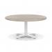 Italia 1000mm Round Coffee Table Grey Oak Top 495mm High White Leg Cross Base ITL0923