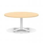 Italia 1000mm Round Coffee Table Maple Top 495mm High White Leg Cross Base ITL0924