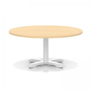 Italia 1000mm Round Coffee Table Maple Top 495mm High White Leg Cross