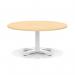 Italia 1000mm Round Coffee Table Maple Top 495mm High White Leg Cross Base ITL0924