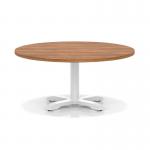 Italia 1000mm Round Coffee Table Walnut Top 495mm High White Leg Cross Base ITL0926